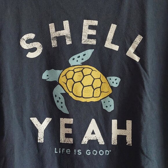 Life Is Good Dark Blue "Shell Yeah" Turtle Crusher Tee Men's Size L - Picture 3 of 10